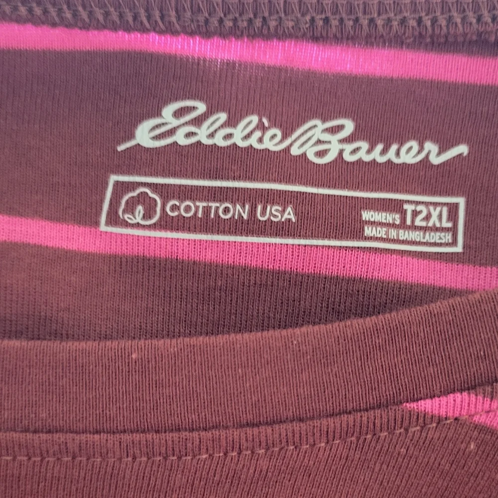 Eddie Bauer Favorite Long-Sleeve Crew T-Shirt - Stripe T2XL